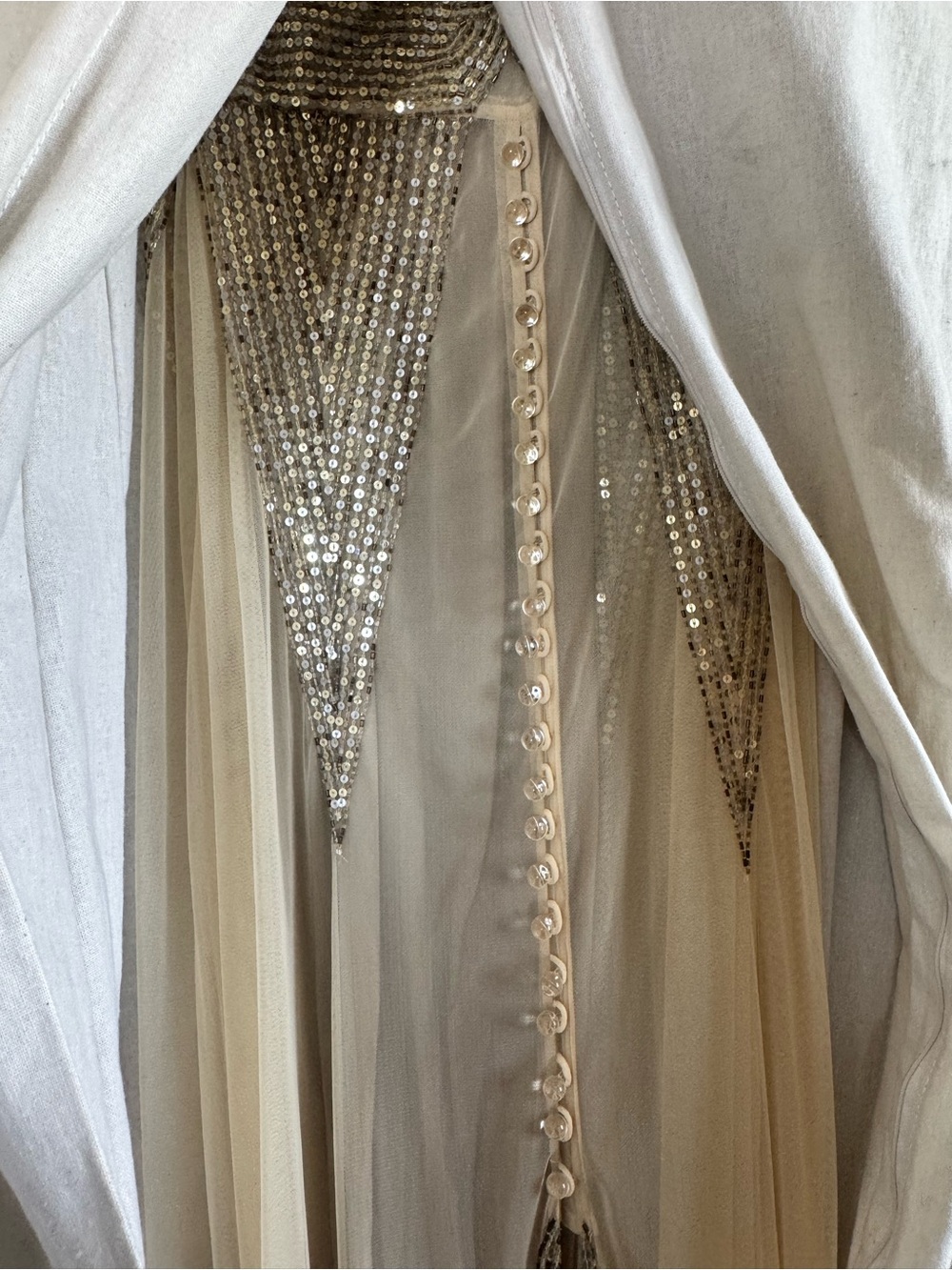 BHLDN Anna Sui Aiguille Cream Silver Vintage Wedding Embellished Gown Dress 0 XS - Picture 11 of 11